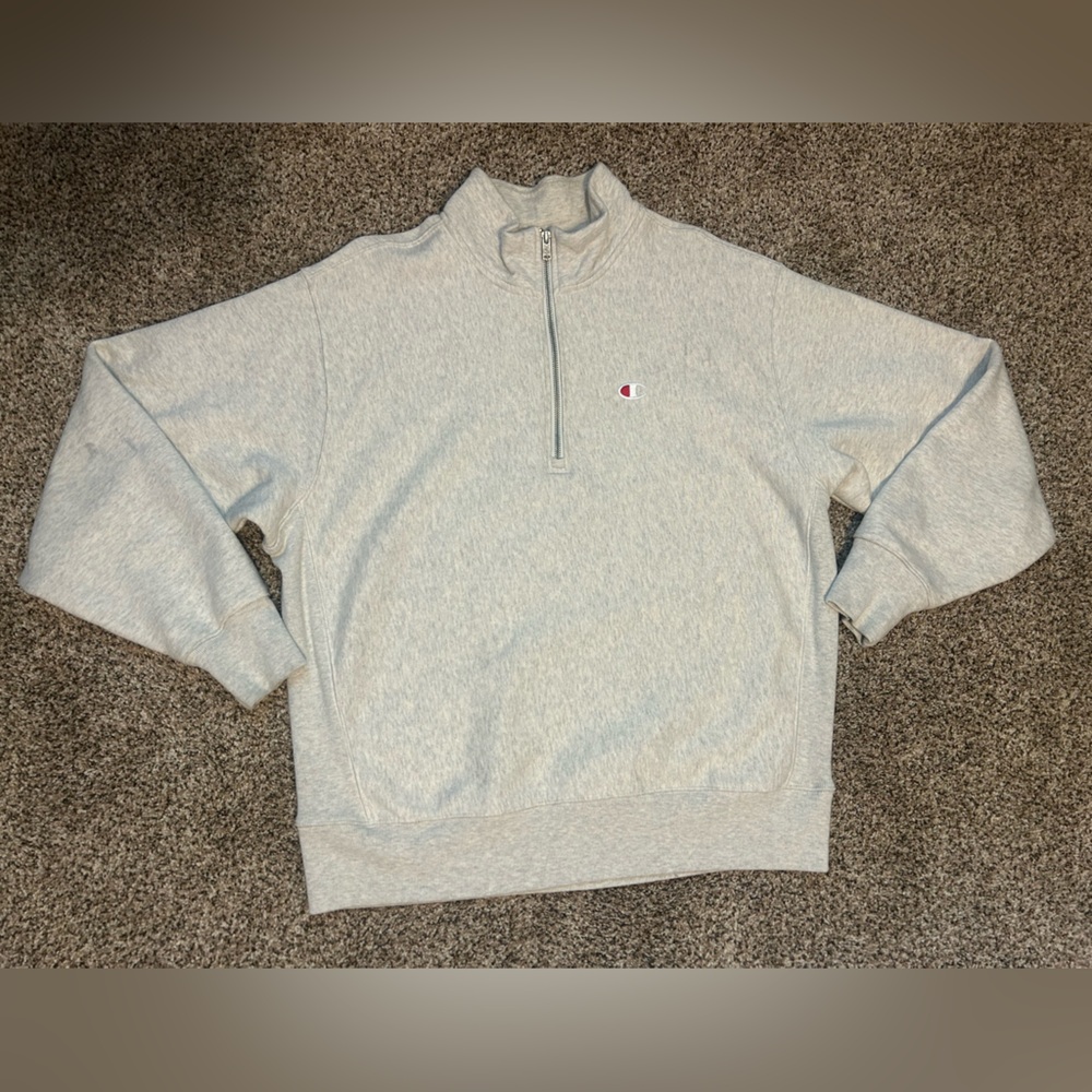 Champion Men's Gray Quarter-Zip Sweater